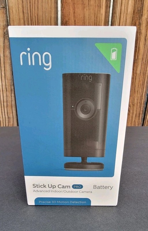 Ring Stick Up Cam Pro – Black – Battery – Indoor/Outdoor – 3D Motion (Sealed)