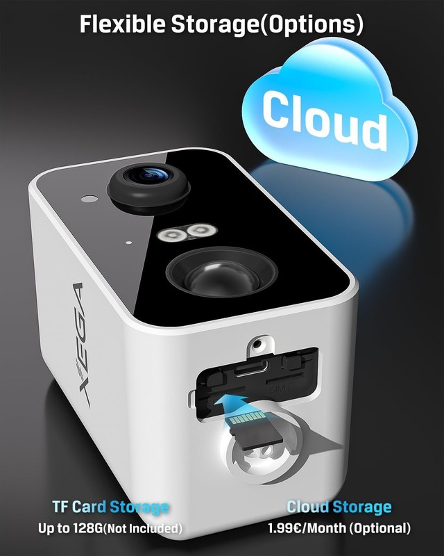 4G LTE Camaras Security Camera: 10000mAh Battery, No WiFi Need, Pan 180°, Motion gallery