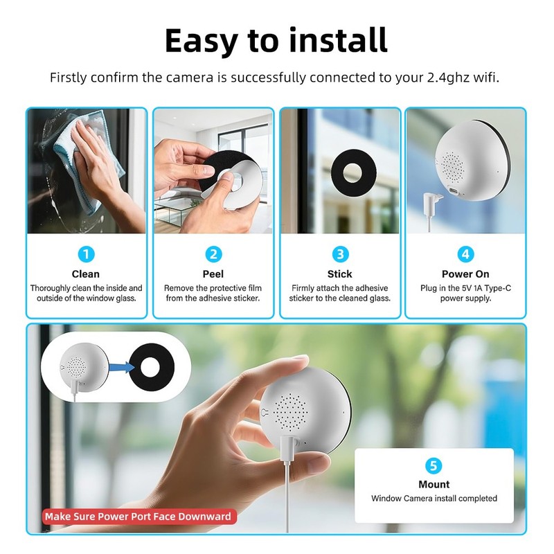 2x 4MP 4K Window Camera, 2.4Ghz & 5.8Ghz WIFI Indoor Cameras for Home Security gallery