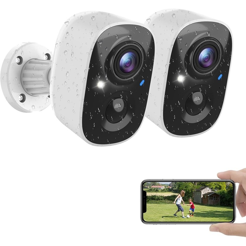 2K Security Cameras Wireless Indoor/Outdoor, Battery Powered WiFi