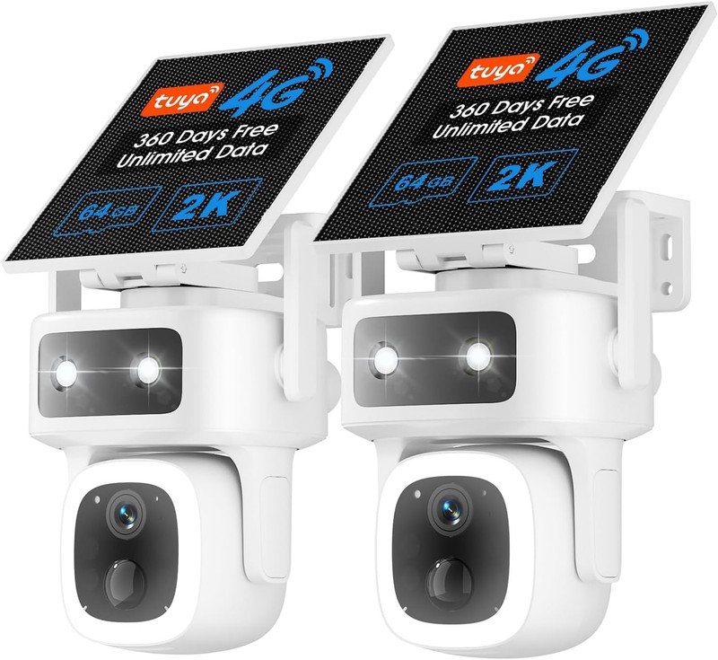 3MP 4G LTE Cellular Solar Battery Security Camera Outdoor Wireless 2 Way Audio