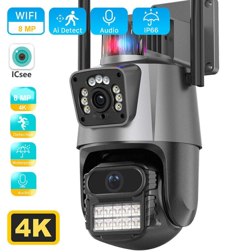 8MP 4K WiFi Security Camera: Dual Lens, 1-8X Zoom Outdoor PTZ Home Cam* US STOCK gallery