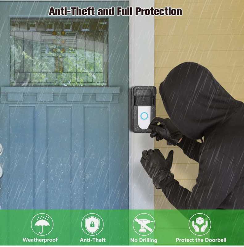 No Drill Anti-Theft Video Doorbell Mount for Ring Doorbell Adjustable Apartment gallery