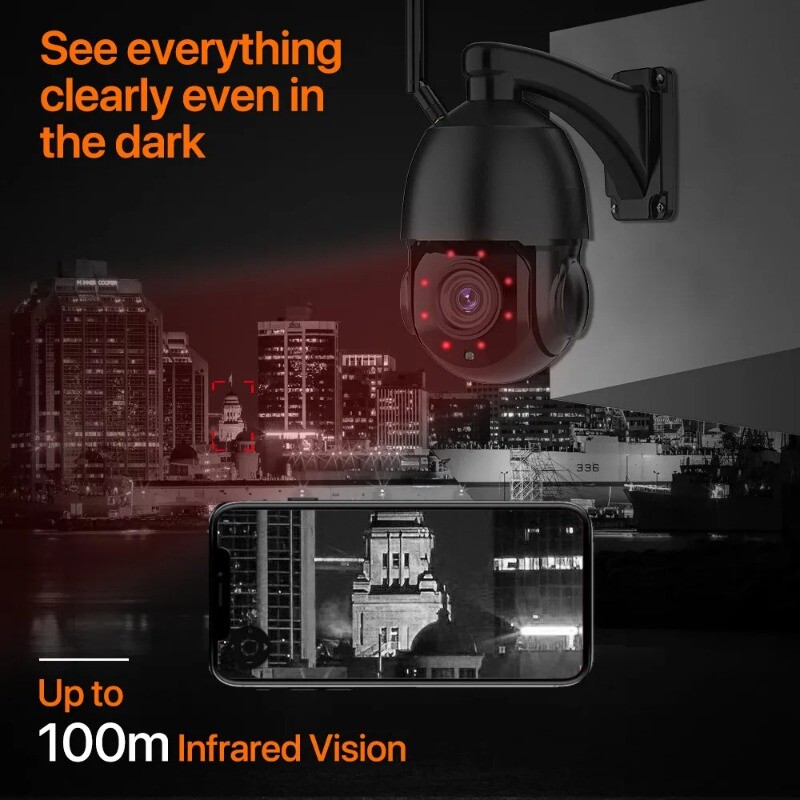 4K 8MP HD PTZ Camera WIFI POE Camera Outdoor AI Human Tracking CCTV Surveillance gallery