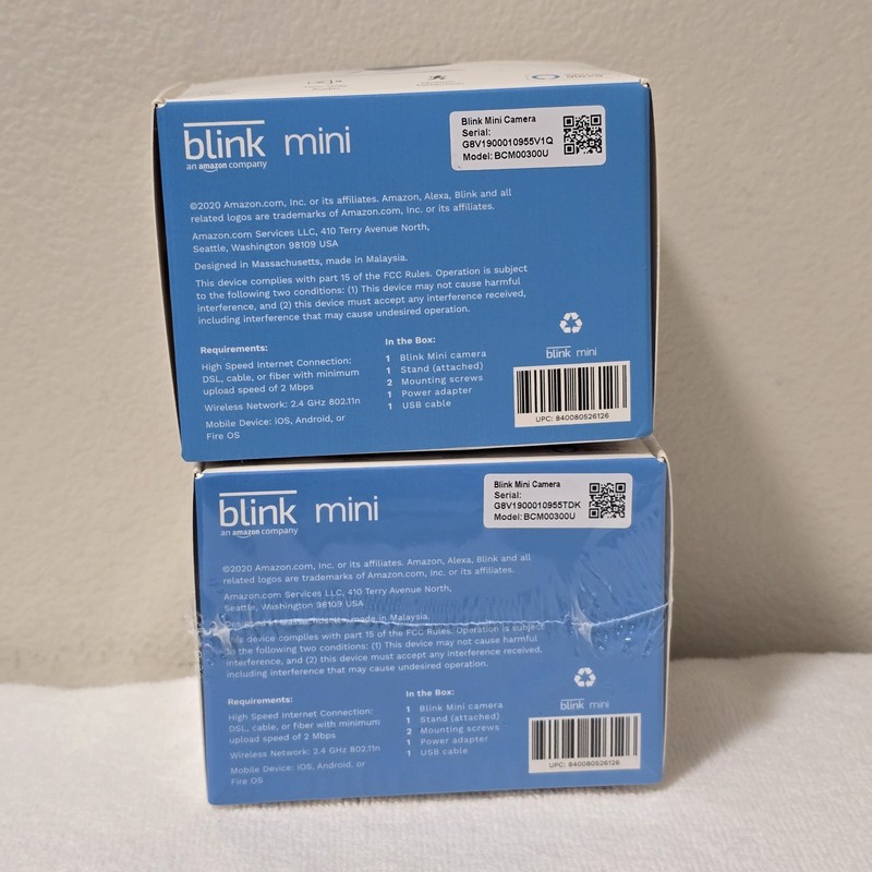 Blink Mini Indoor 1080p Wi-Fi Security Camera BCM00300U White 2 Pack New READ gallery