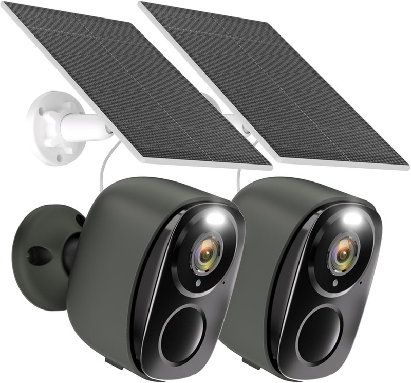 2pcs Sansco Solar Battery Powered Wireless Security Camera Wifi 3MP 2-Way Audio