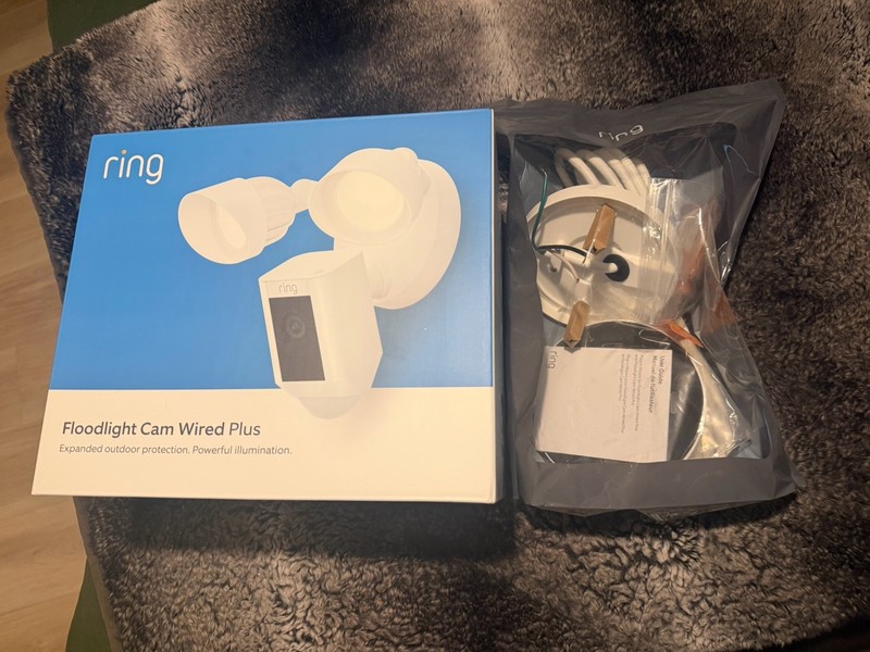 Unopened Ring Floodlight Camera Wired Plus With Plug In Mount Hardware gallery