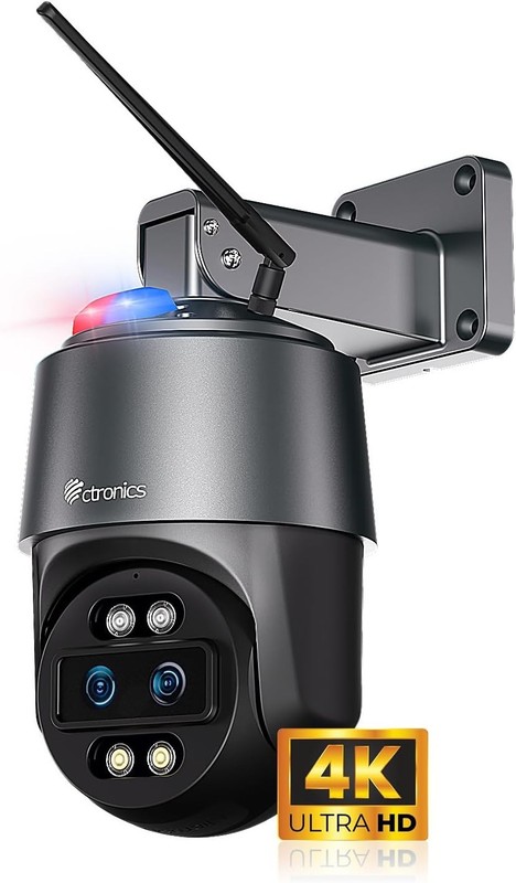 Security Camera Ctronics 4K Dual Lens 10X Hybrid Zoom