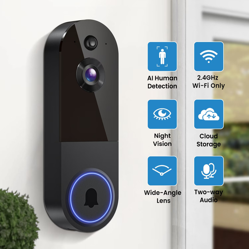 Wireless Doorbell Camera with Rechargeable Battery, 1080P Resolution, 2-Way Audi gallery