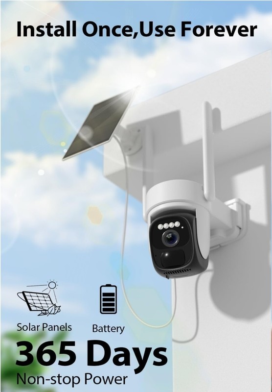 2K Security Camera Wireless Outdoor, 4X Hybrid Zoom Solar Camera,... gallery
