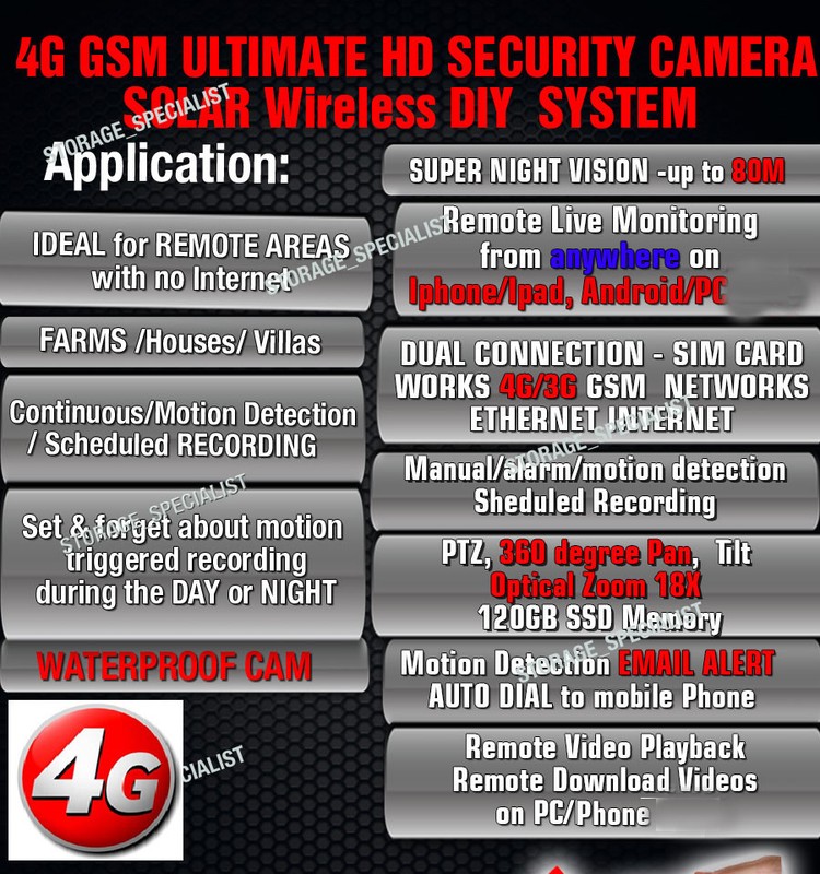 4G Security Camera Solar PTZ 18XOptical Zoom Motor GSM Alarm Farm Live View 3G gallery
