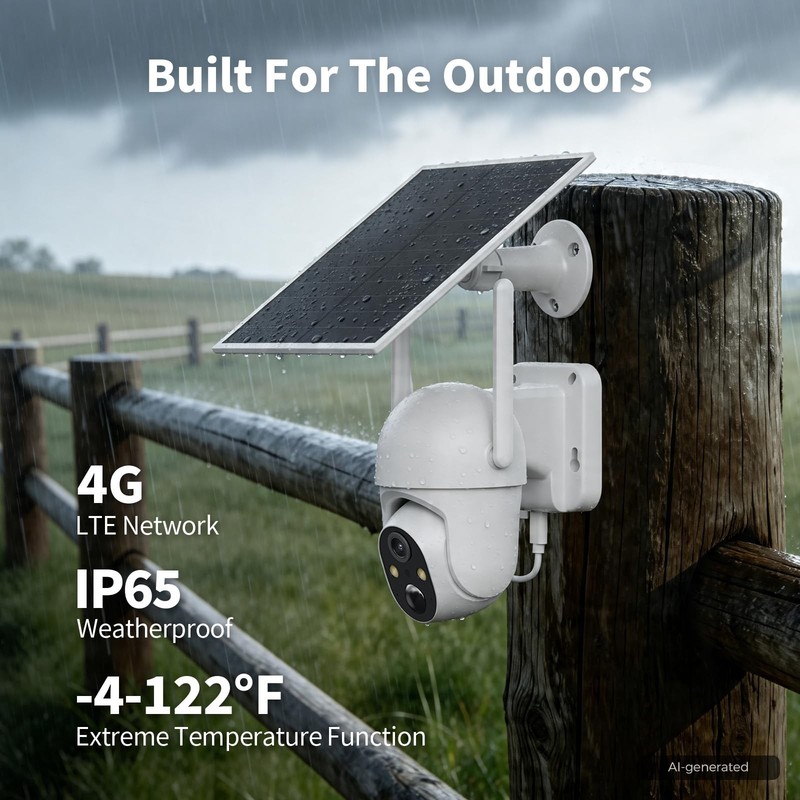 4G LTE Cellular Security Camera, 2 Pack Solar Powered Outdoor Cameras No WiFi... gallery