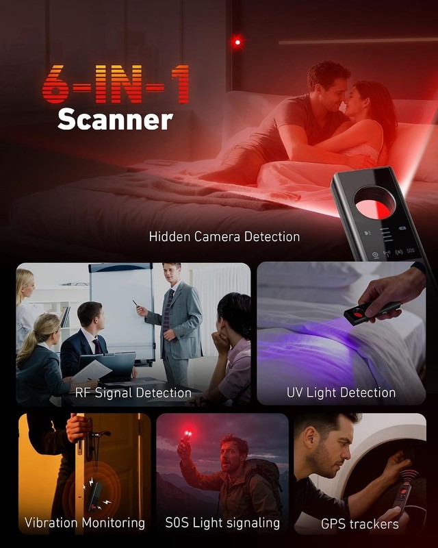 Portable Anti-Spy Detector: 6-in-1 Privacy Protector withSOS Alert, Rechargeable gallery