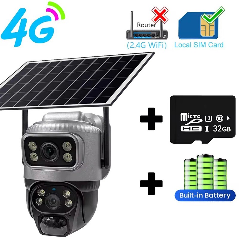 Wifi Security Solar Cameras Smart Protection Dual Lens CCTV Outdoor Surveillance gallery