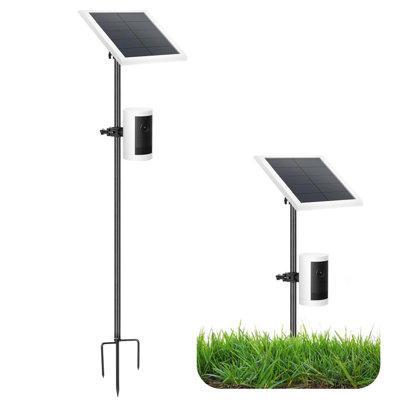 Camera Mount, 2in1 Pole Ground Stake Mount Stand with Solar Panel Mount for R…