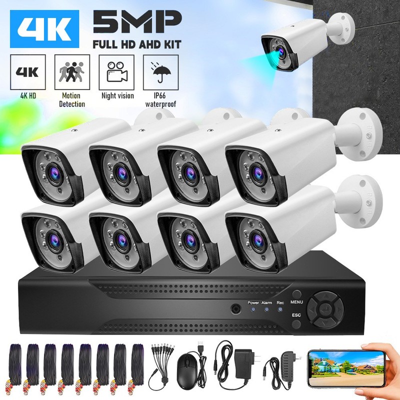 4K 5MP Lite 8CH DVR Security Camera System Kit 1080P Outdoor with Hard Drive 1TB gallery