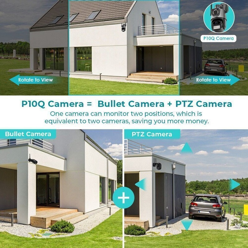 8MP 4K WiFi Security Camera: Dual Lens, 1-8X Zoom Outdoor PTZ Home Cam* US STOCK gallery