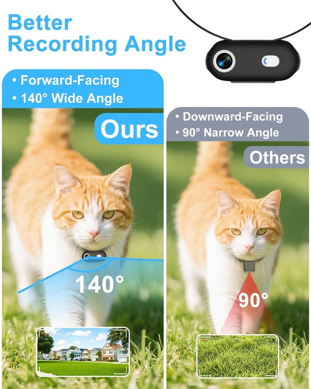 Cat Camera Collar with Phone APP, 1080P HD Video Recording, XS/M-Size Pet POV... gallery