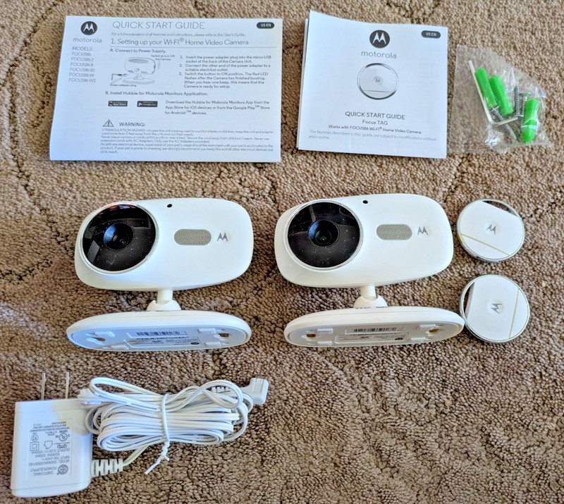 Motorola Focus86 WI-FI HD Indoor White 2~ Cameras 1-Cord 2~Tags Instructions