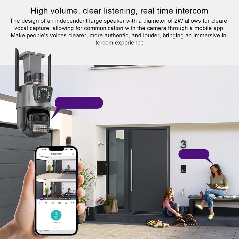 9MP Outdoor Security Camera 6K WiFi Camera Ball Head With 3 Lens Motion gallery
