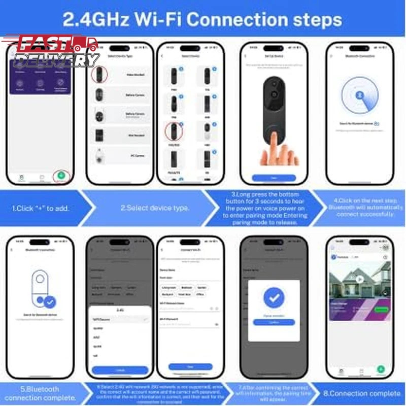 1080P Wireless Video Doorbell Camera, Night Vision, Cloud Storage (Sold Separate gallery