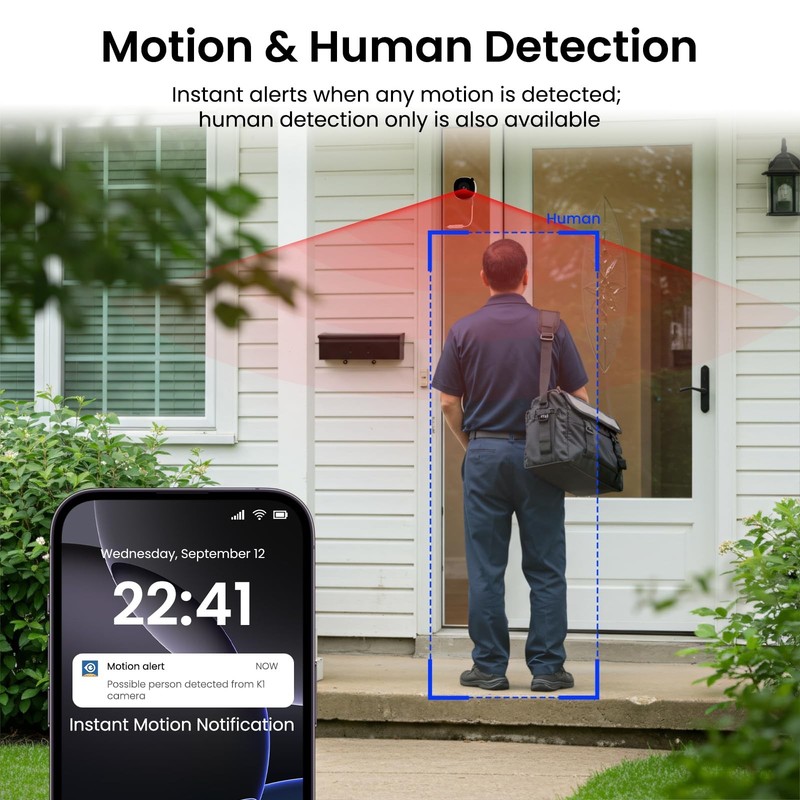 2K WiFi Window Security Camera - Color Night Vision, Motion Detection, 24/7 Reco gallery