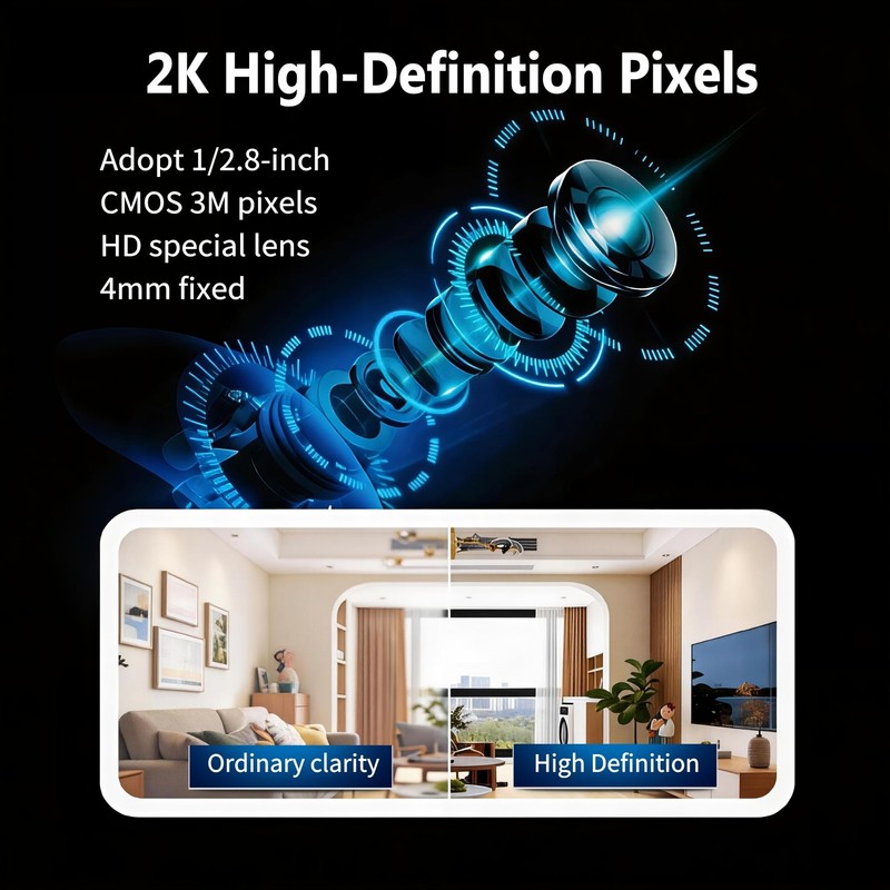Indoor Pan/Tilt Home Security Mobile Tracking Camera 2K 3MP, 345 Degree Wirel... gallery