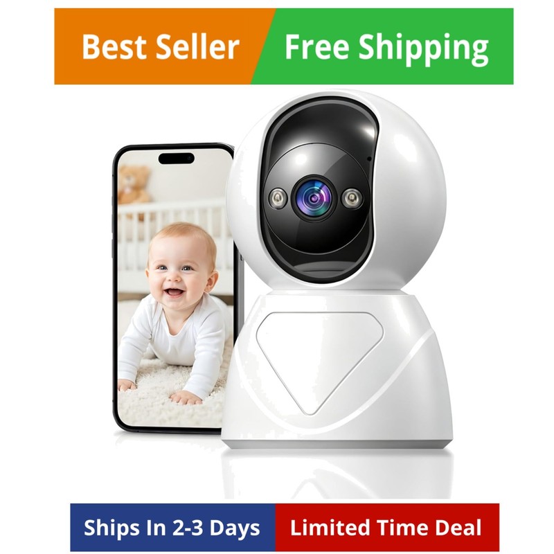 Indoor Security Camera, 5GHz 3MP Baby Monitor Camera for Baby & Pet Monitorin…