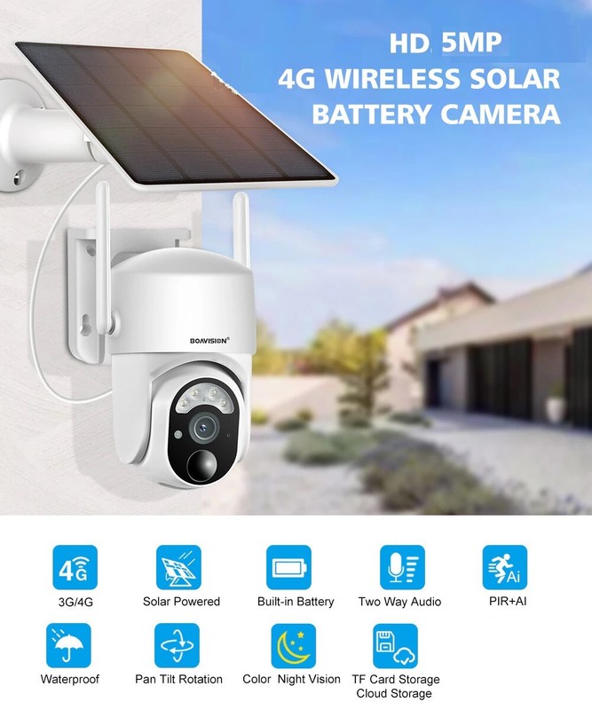 5MP 4G LTE Cellular Security Camera Solar - SIM Card, Wireless Outdoor No WiFi gallery