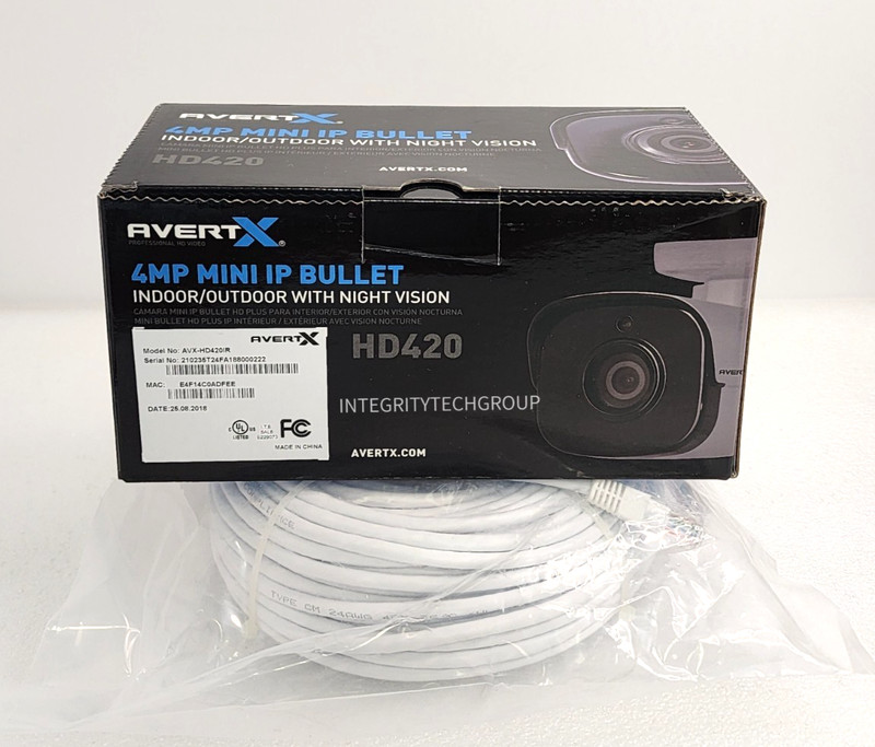 Avertx 4MP Mini IP Bullet In/Outdoor Night Vision Camera AVX-HD420IR HD420, NEW gallery