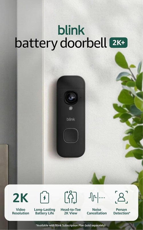 Blink - Battery Doorbell 2K+ (Add-On) Wireless video doorbell, 2K resolution.