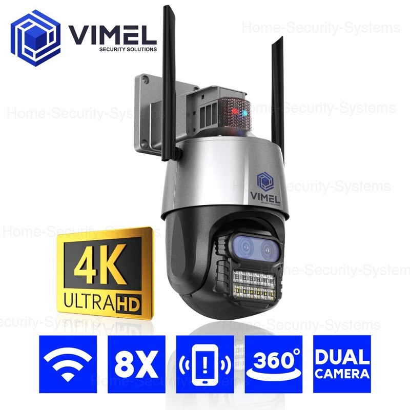 24/7 WIFI Dual Security Camera Alarm System 8X ULTRA HD 4K
