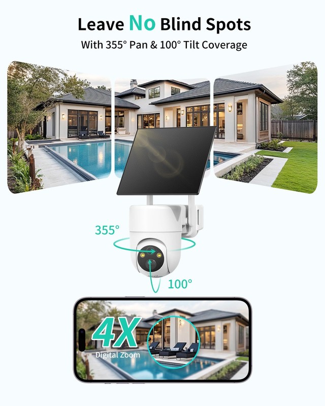 4G LTE Cellular Security Cameras Wireless Outdoor, 2K Off-Grid Cam gallery