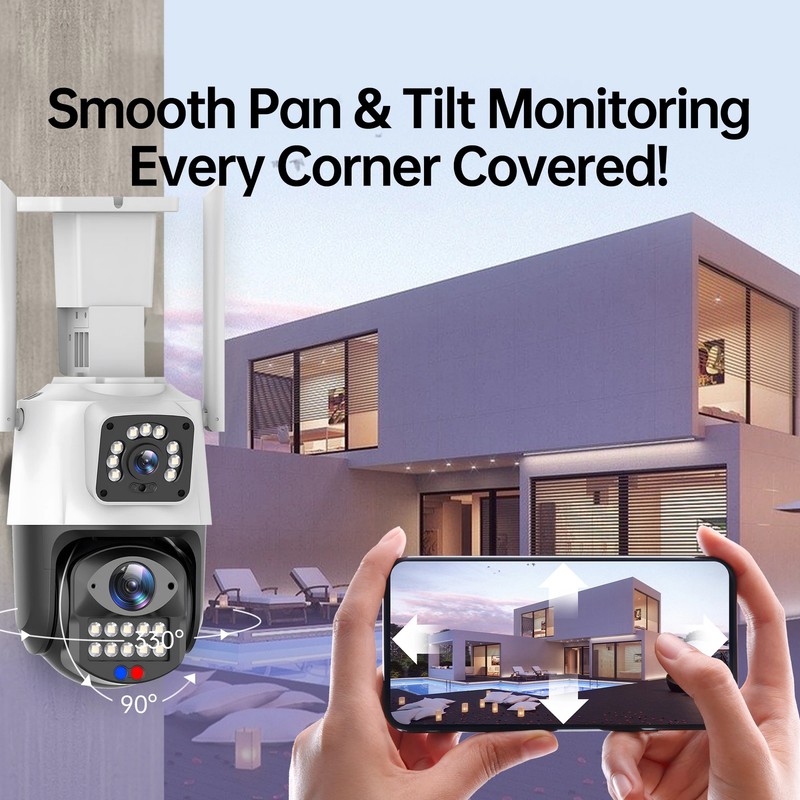 6MP 3K 4G Sim Camera Dual Lens Wifi PTZ Outdoor Ai Human Detection Camera CCTV gallery