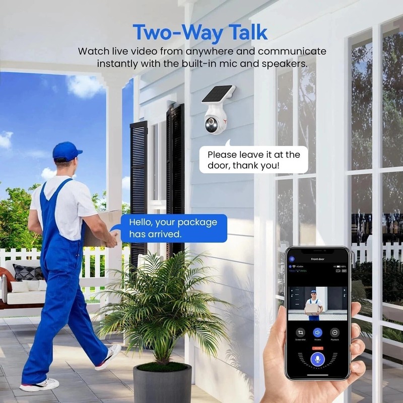 Solar Panel Powered Security Camera 1080p WiFi Camera with Night Vision Motion gallery