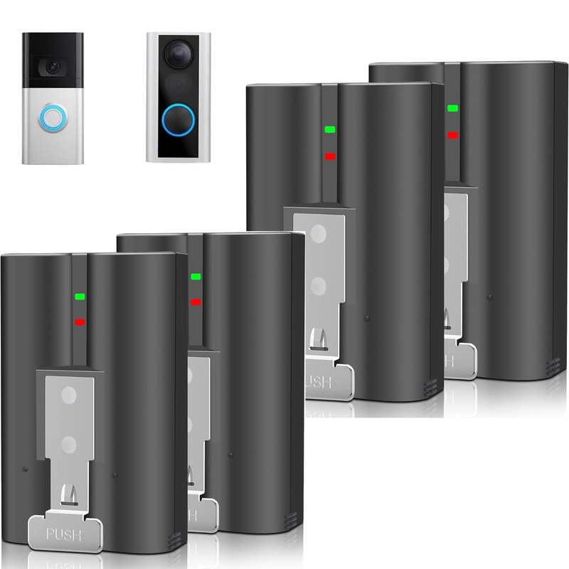 4-Pack V4 Battery For Ring Doorbell Plus 5F77E9,Video Doorbell 2/3/4 Replacement