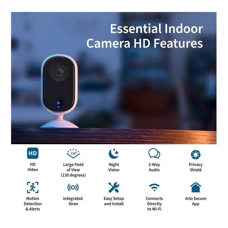 Arlo Essential Indoor Camera (2nd Gen) 1080p HD | Wired Plug-in Security Camera gallery