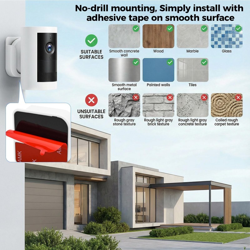No Drill Wall Mount for Outdoor Camera, Adhesive Indoor Mount, 2-Pack gallery