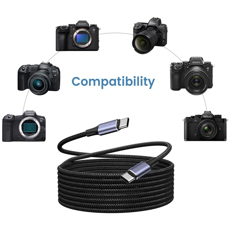 10 ft USB C Camera Tether Cable for Canon R5/R8/R6, USBC to USBC Tethering Ch... gallery