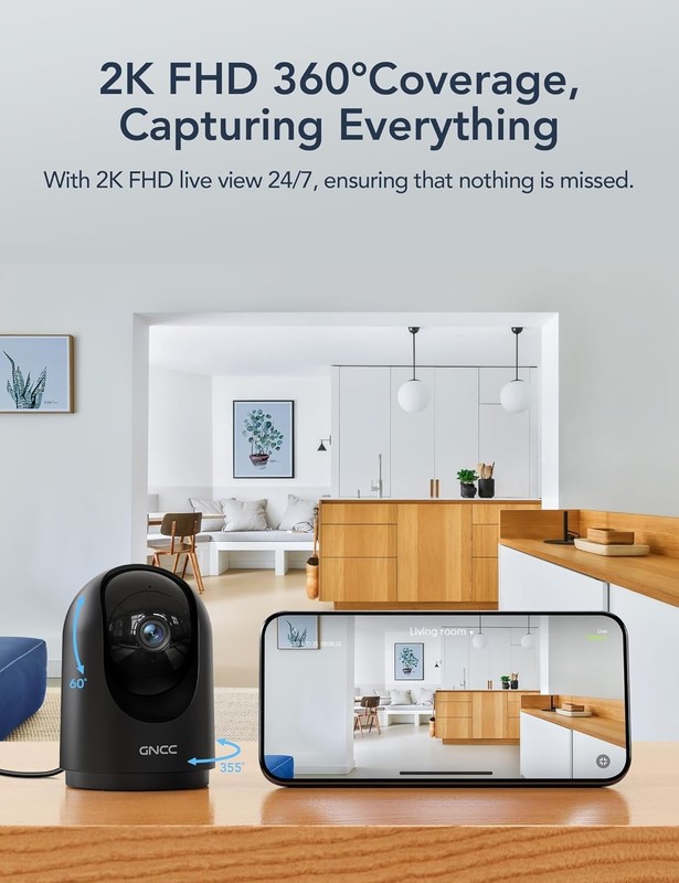 Smart Indoor Security Camera - 2K Video, Motion Detection & Alexa Compatibility gallery