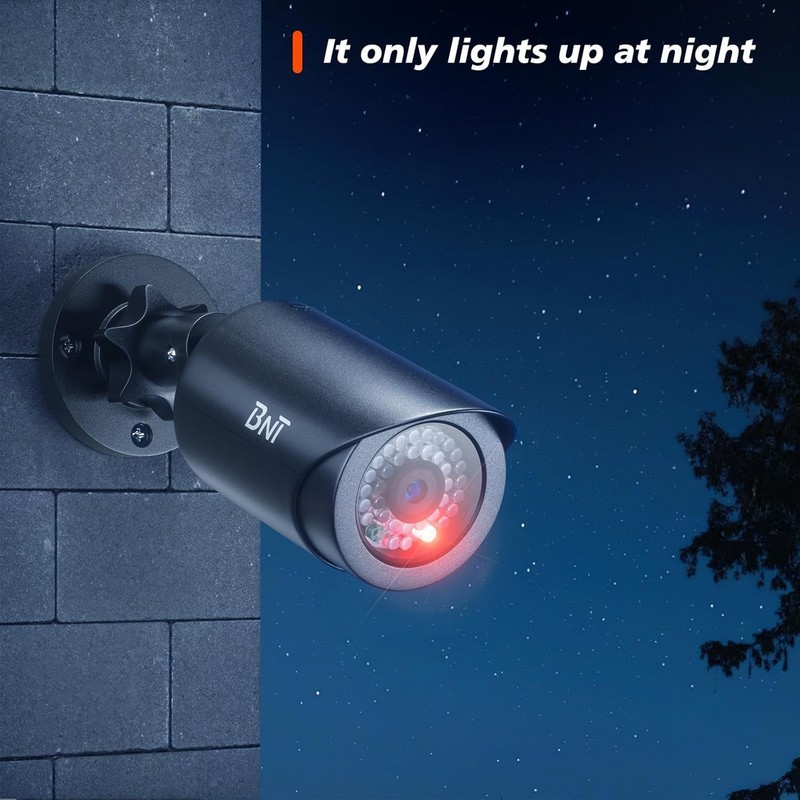Fake Security Camera Outdoor Indoor Bullet 4 Pack Night Vision LED Lights gallery