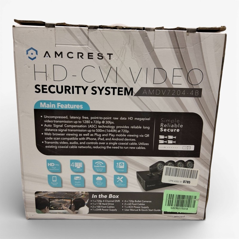 Amcrest ProHD 720P 4CH DVR Security System AMDV7204-4B w/4 Bullet Cameras gallery