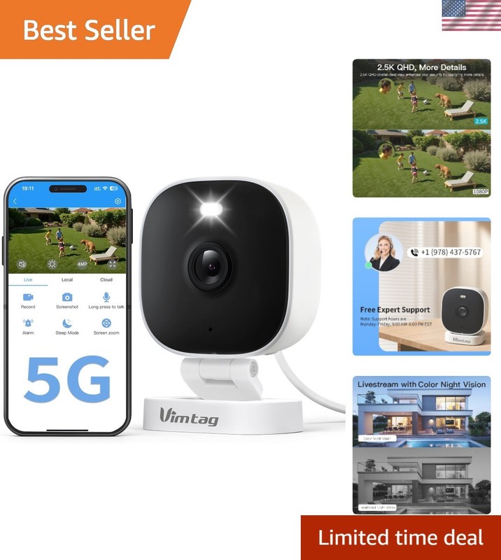 2.5K Smart Wi-Fi Security Camera with Motion Spotlight & Two-Way Audio