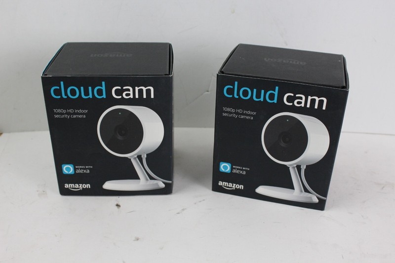 TWO Amazon Cloud Cam 1080p Indoor Security Camera Key PB04JL White Works Alexa