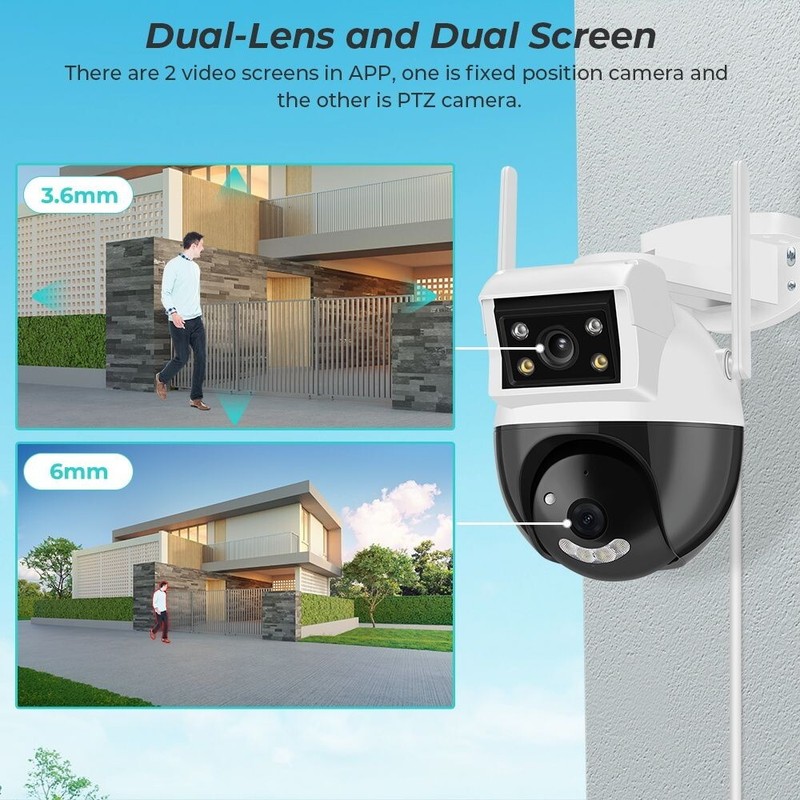 8MP Dual Screen PTZ Wifi Surveillance Camera Bluetooth Night Vision IP SmartCam gallery