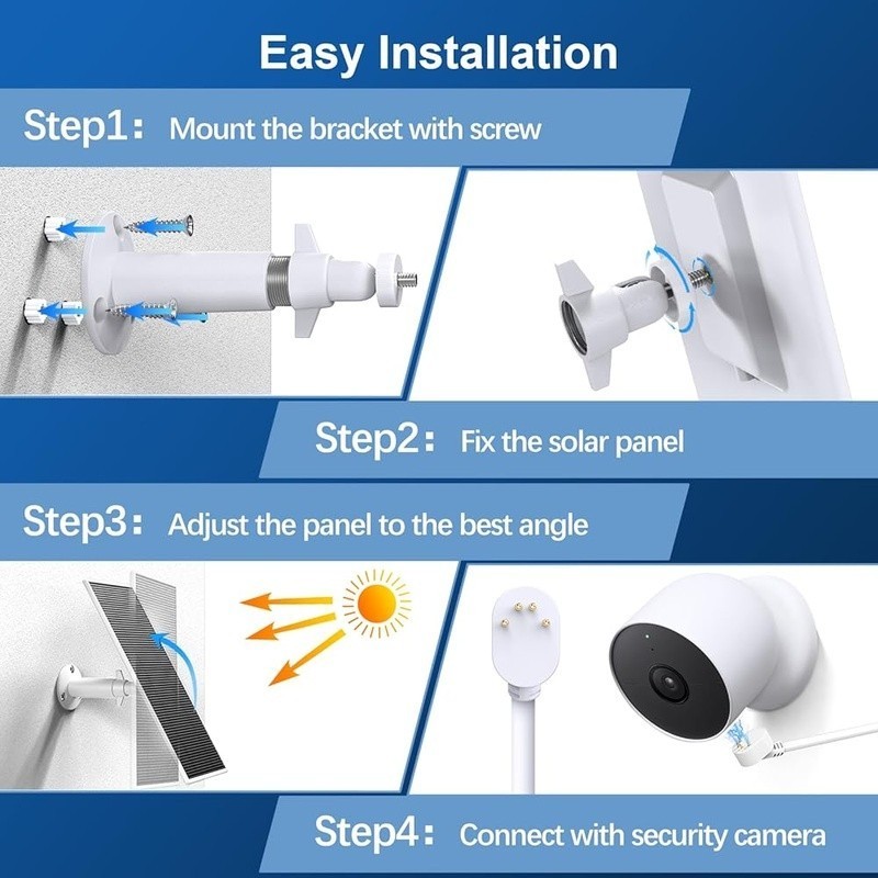 Solar Panel Google Nest Camera Outdoor Indoor 360 Degree Adjustable Mount New gallery