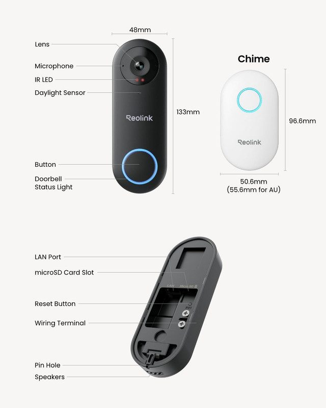Video Doorbell Wifi Camera - Wired 2K Outdoor, 5G&2.4G Wifi, 4:3 Wide View Angle gallery