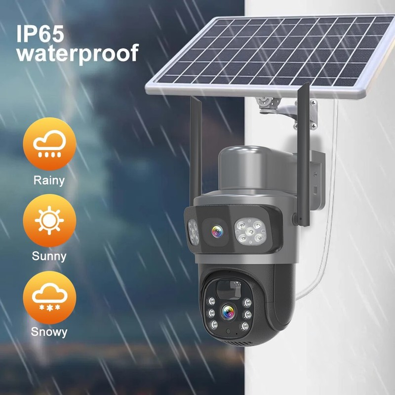 2PCS Solar Power 4MP Wireless Security Camera WIFI 2-Way Audio Dual-Lens PTZ IP gallery