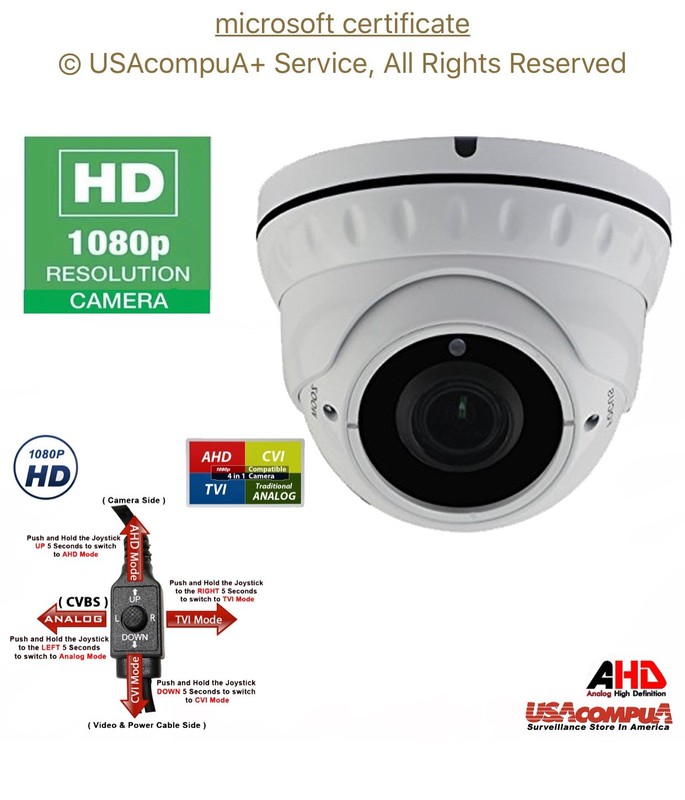 CAMERA 4IN1 1080P HD-TVI/AHD/CVI DOME 2.1 MP VARFOCAl 2.8-12 MM 120FT Infrared
