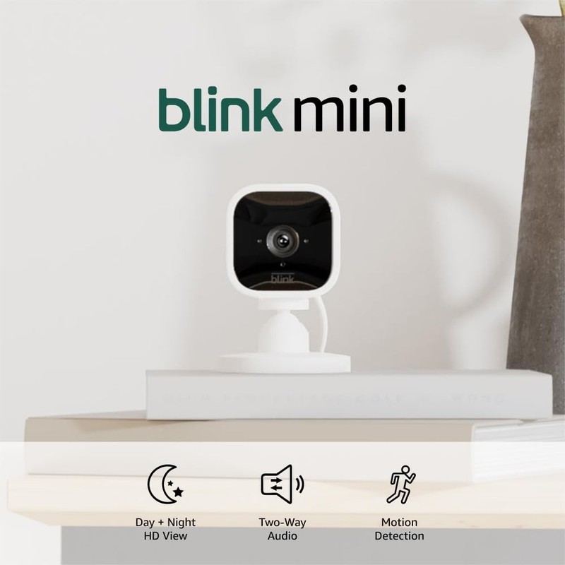 Blink Mini plug in indoor 1080p HD smart security camera - White (2 Packs) gallery